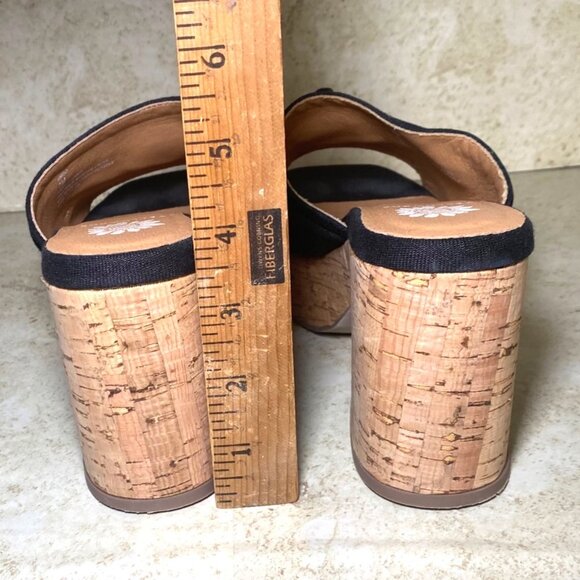 Yellow Box Black Knotted Wedge Heel Sandals Cork Platform & Heel Womens Sz 7 - Picture 3 of 8